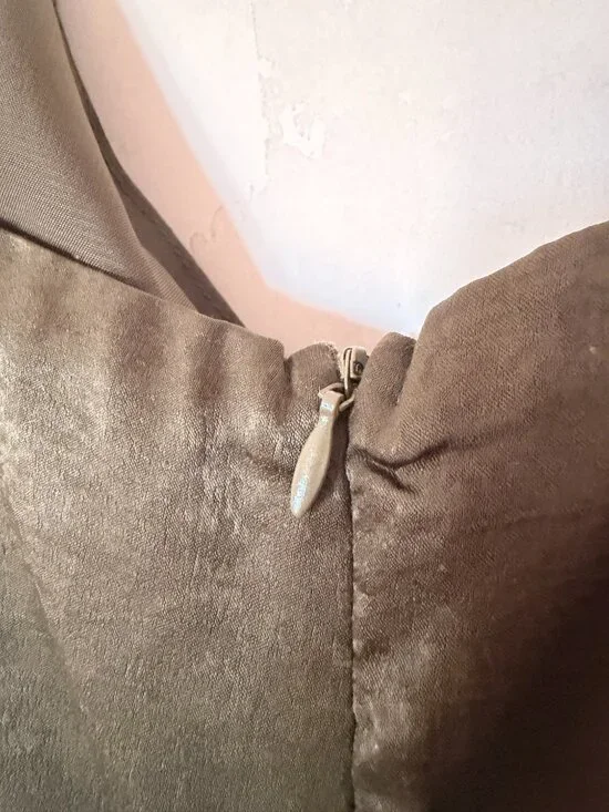 Lulus Constantine Olive Green Satin Maxi Dress M Bridesmaid - Picture 5 of 9